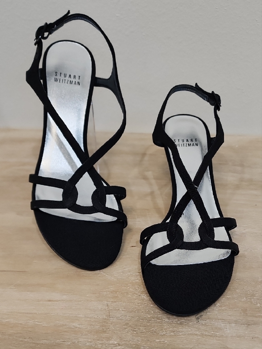 Stuart Weitzman Black Strappy High-Heel Evening Sandals